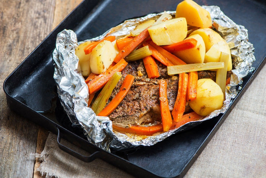 Oven-Baked Shoulder Steak Dinner in Foil